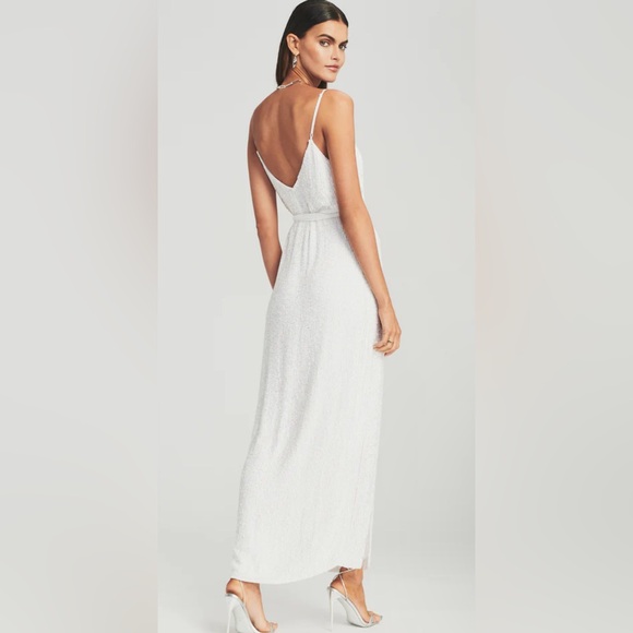 Retrofête REBECCA SEQUIN EMBELLISHED MAXI DRESS GOWN HIGH SLIT - Picture 5 of 10